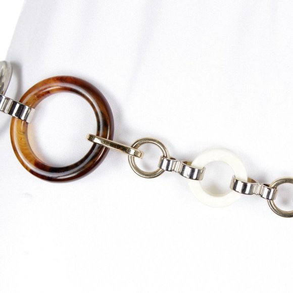 Leather & Resin Hoop Chain Belt